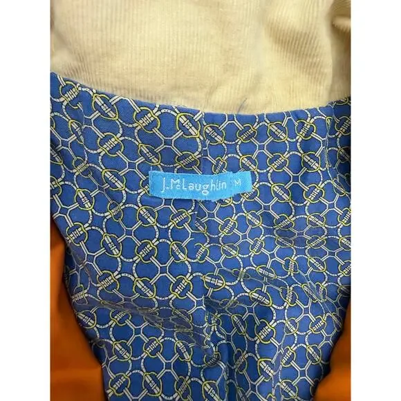 J McLaughlin Orange Quilted Jacket Belted Snap Front Medium Lightweight - Picture 5 of 14